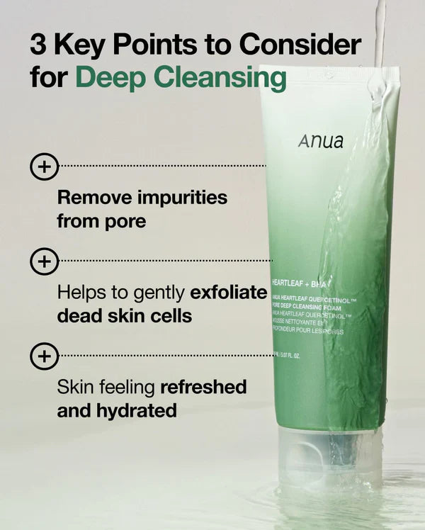 ANUA Heartleaf Quercetinol Pore Deep Cleansing Foam, Facial Cleanser, for Double Cleansing, BHA 150ml