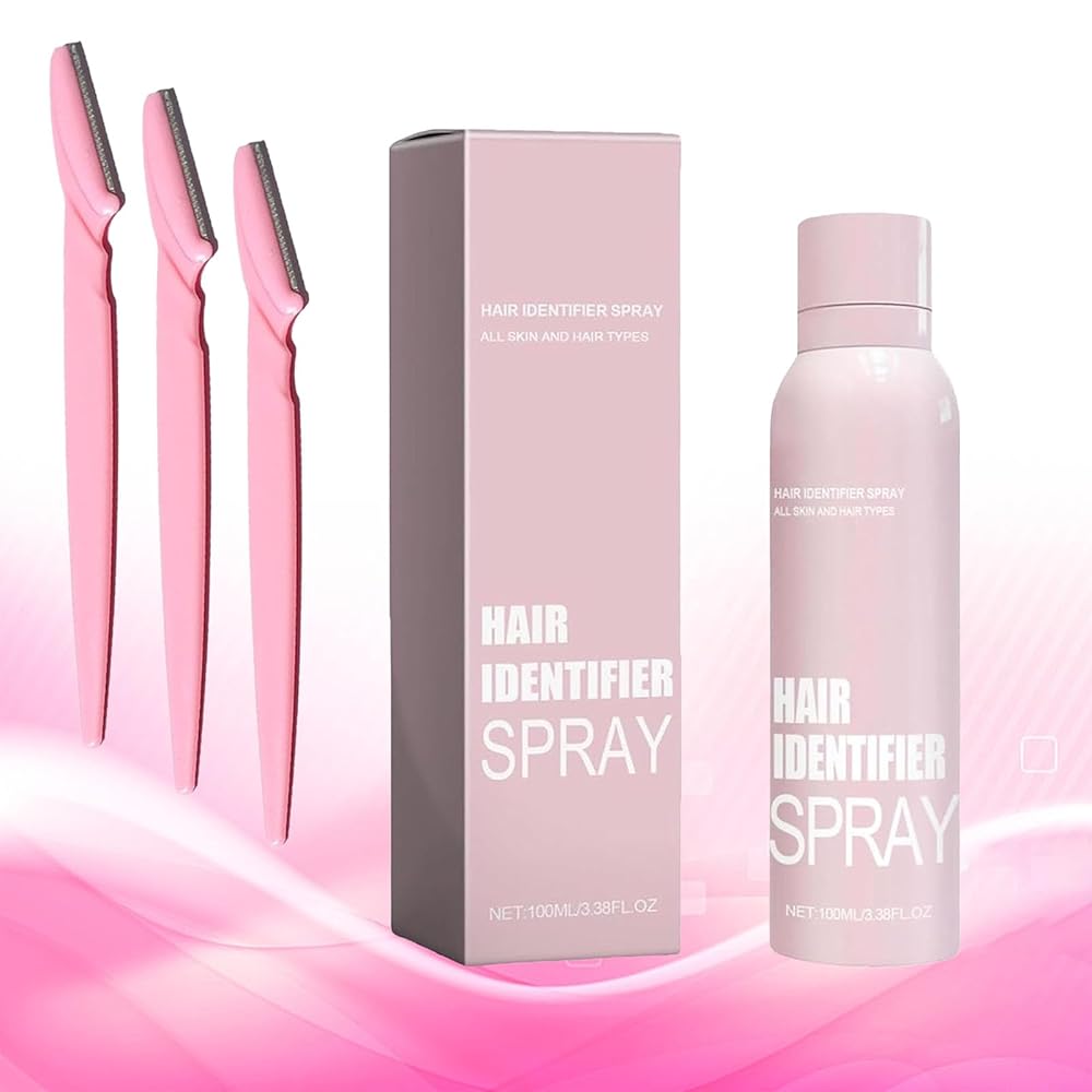 Hair Identifier Spray for Face Shaving, Moisturizing and Skin Care Dermaplaner Spray, Face Hair Identifier Spray, Skin Dermaplaning Spray for Face with four extra razor