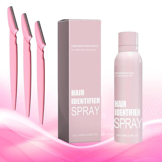Hair Identifier Spray for Face Shaving, Moisturizing and Skin Care Dermaplaner Spray, Face Hair Identifier Spray, Skin Dermaplaning Spray for Face with four extra razor