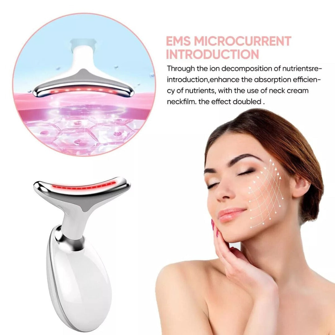 EMS LED Neck & Face Lifting Massager – 3-in-1 Anti-Aging Skin Tightening Tool