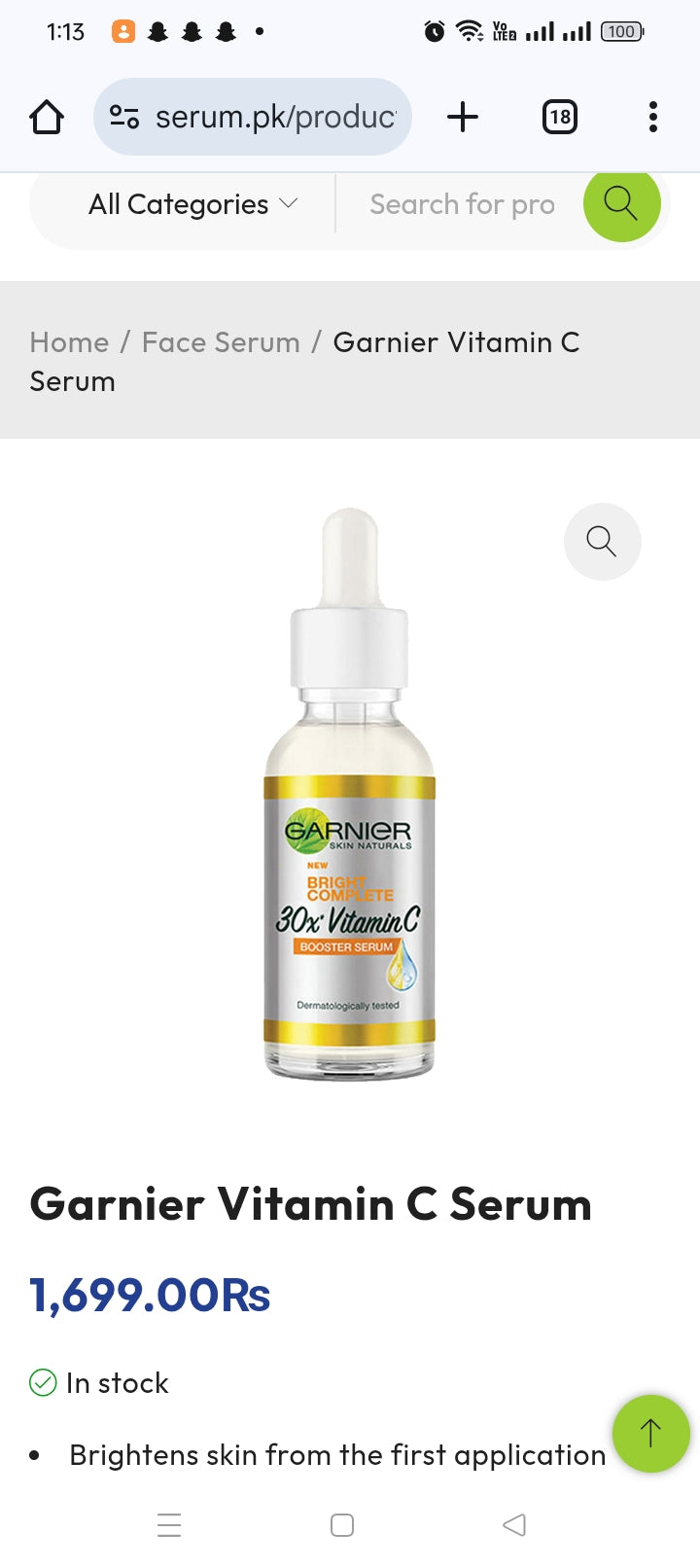 Garnier - Bright Complete Vitamin C Booster Serum 30 ML