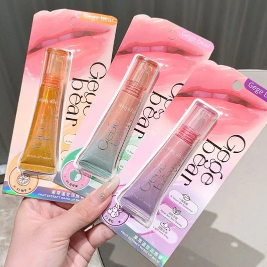 Gege Bear Fruity Tube Extract Color Changing Moisturizing & Long-Lasting Lip Balm Tube 3Pcs Set