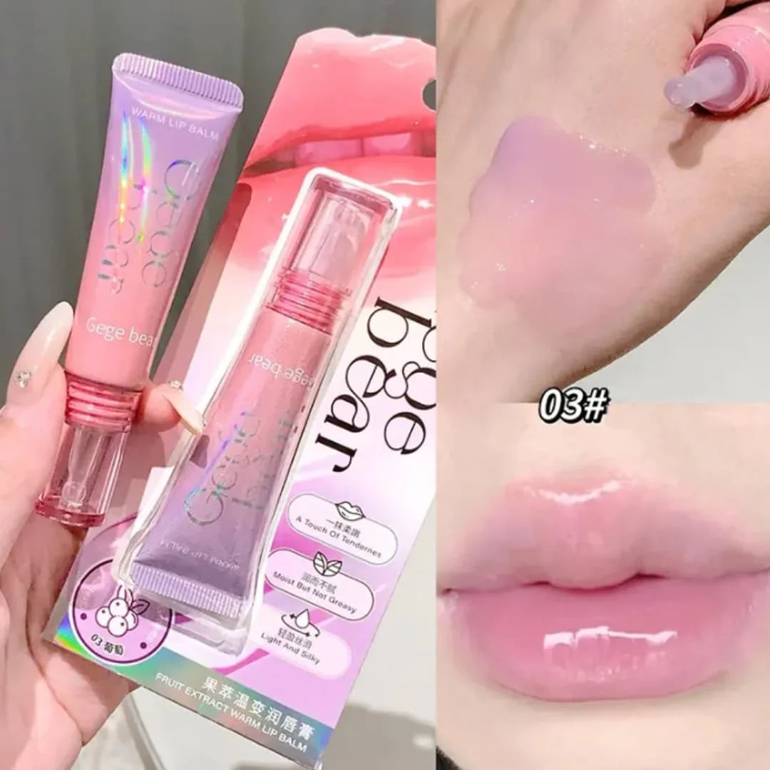 Gege Bear Fruity Tube Extract Color Changing Moisturizing & Long-Lasting Lip Balm Tube 3Pcs Set