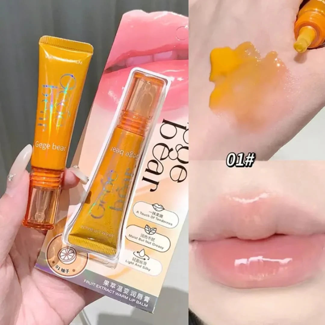 Gege Bear Fruity Tube Extract Color Changing Moisturizing & Long-Lasting Lip Balm Tube 3Pcs Set