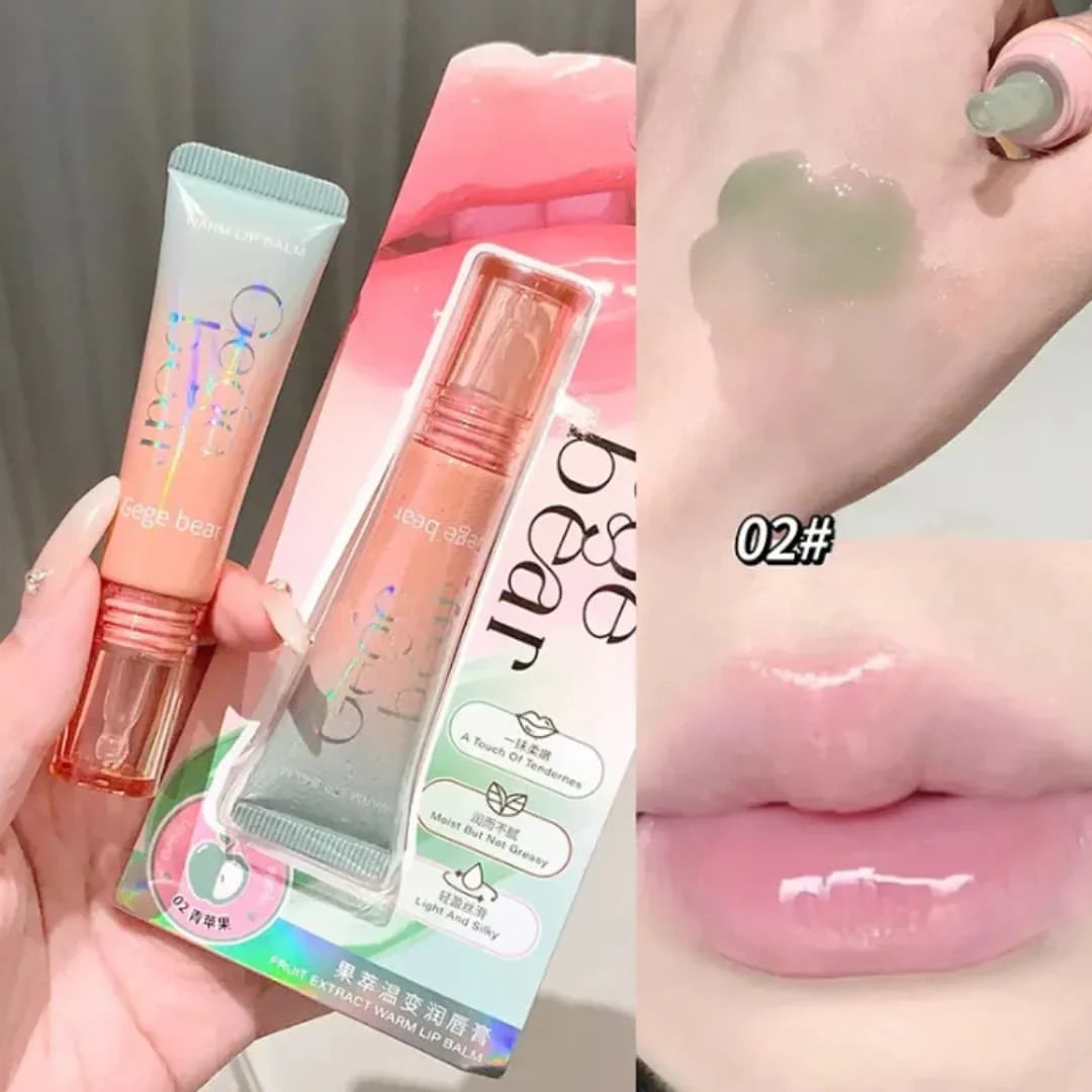 Gege Bear Fruity Tube Extract Color Changing Moisturizing & Long-Lasting Lip Balm Tube 3Pcs Set