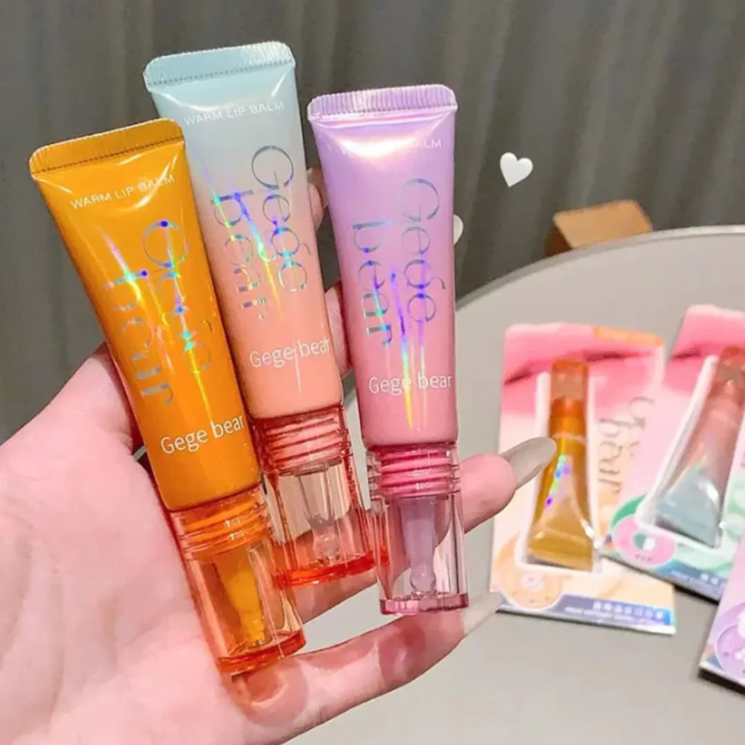 Gege Bear Fruity Tube Extract Color Changing Moisturizing & Long-Lasting Lip Balm Tube 3Pcs Set