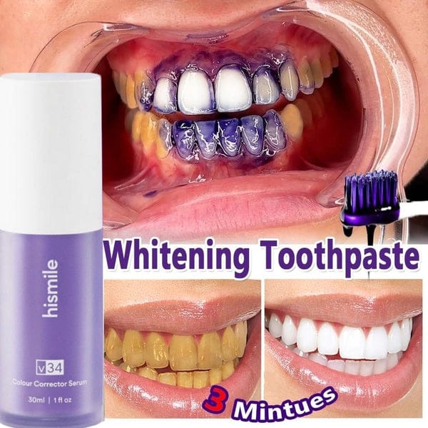 Hismile v34 Colour Corrector, Tooth Stain Concealer, Teeth Whitening Booster, Purple Toothpaste.