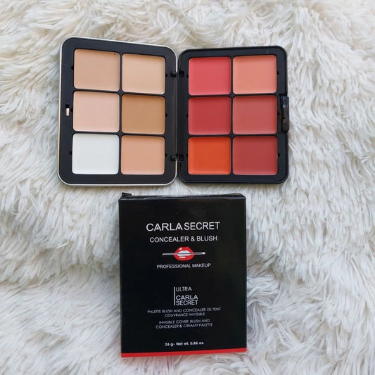 2 in 1 CARLA SECRET CREAM BLUSH AND CONCEALER PALETTE with 12 shades