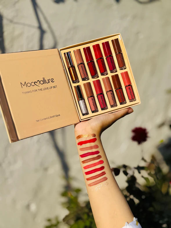 Mocmallure highly pigmented matte and shine lipgloss 12 piece set