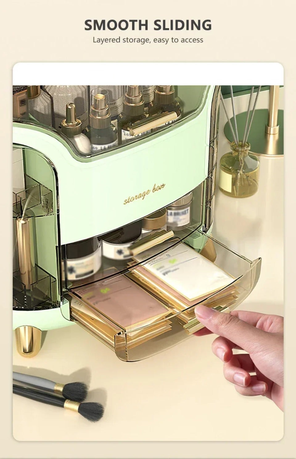 Makeup Organizer, Vanity organizer, Portable Cosmetic Storage Display cases with Drawer and Transparent Lid, Dustproof and Waterproof, For Vanity, Bedroom, and Bathroom Makeup Organizer