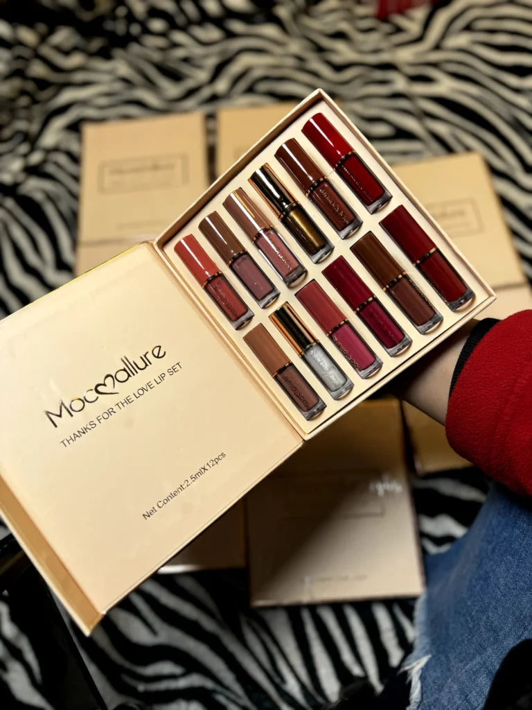Mocmallure highly pigmented matte and shine lipgloss 12 piece set