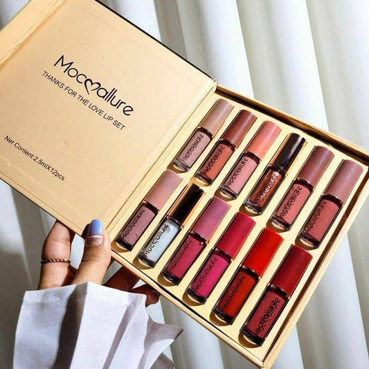 Mocmallure highly pigmented matte and shine lipgloss 12 piece set