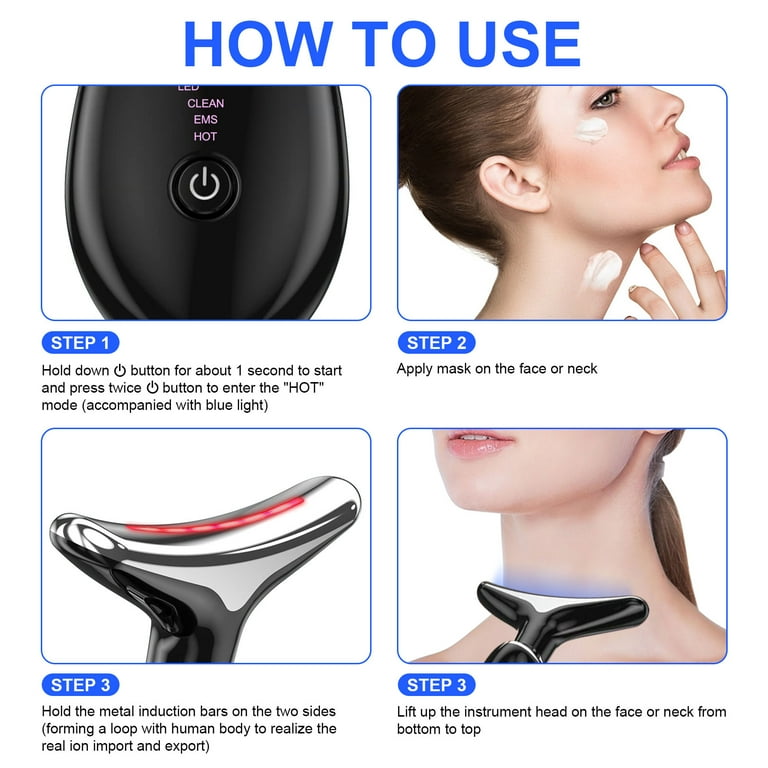 EMS LED Neck & Face Lifting Massager – 3-in-1 Anti-Aging Skin Tightening Tool