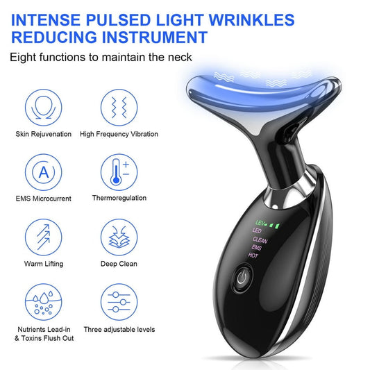EMS LED Neck & Face Lifting Massager – 3-in-1 Anti-Aging Skin Tightening Tool