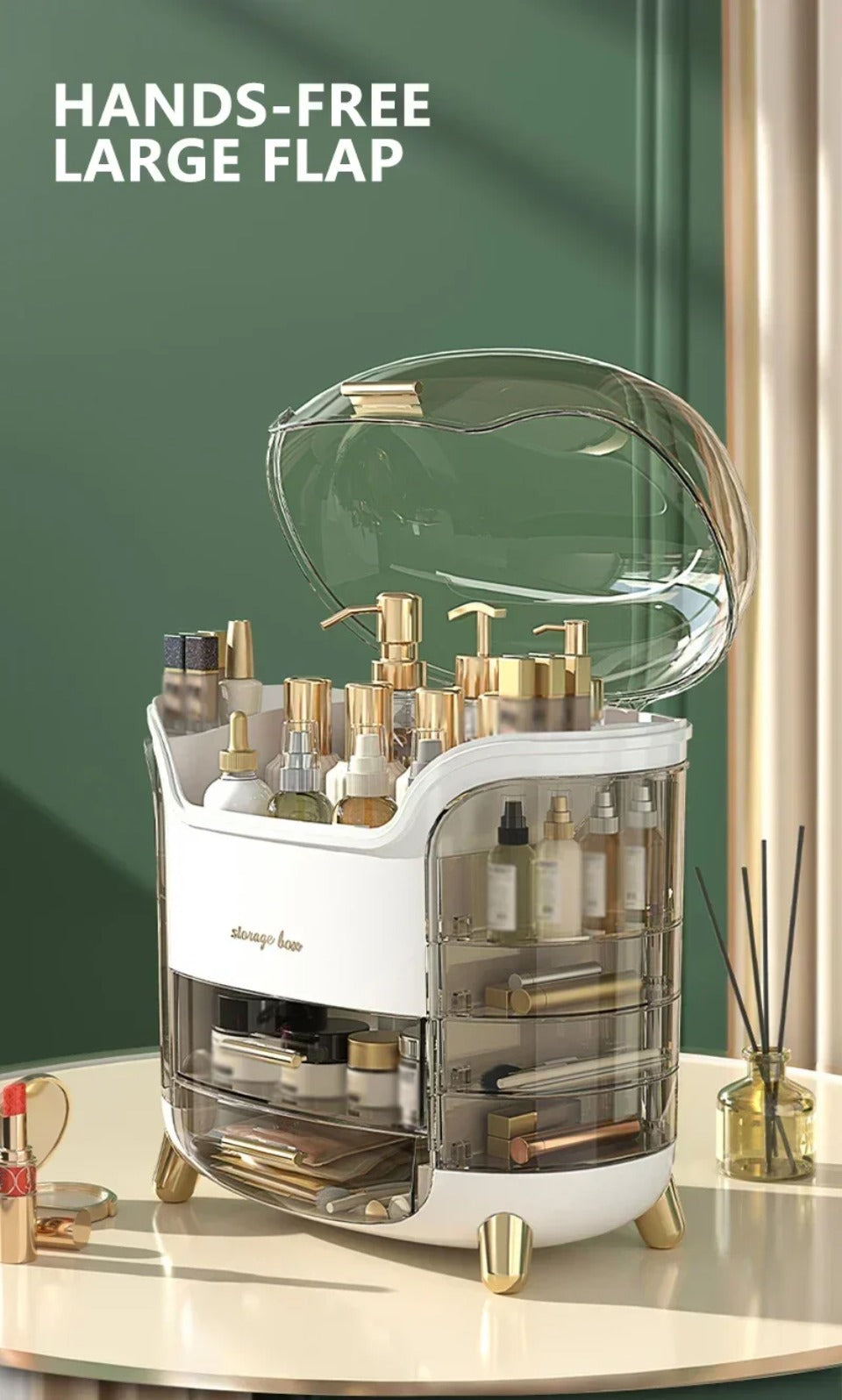Makeup Organizer, Vanity organizer, Portable Cosmetic Storage Display cases with Drawer and Transparent Lid, Dustproof and Waterproof, For Vanity, Bedroom, and Bathroom Makeup Organizer