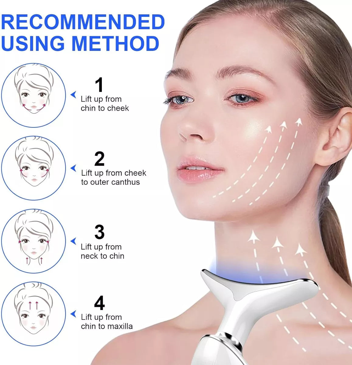 EMS LED Neck & Face Lifting Massager – 3-in-1 Anti-Aging Skin Tightening Tool