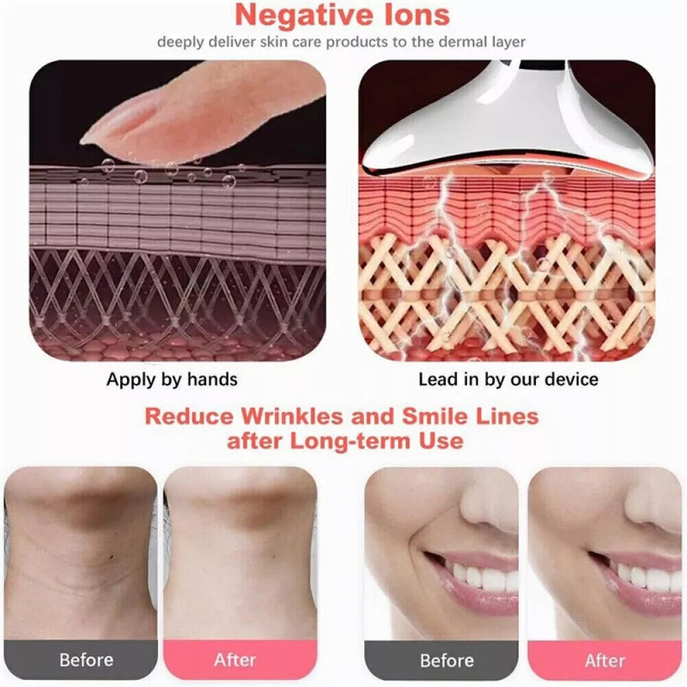 EMS LED Neck & Face Lifting Massager – 3-in-1 Anti-Aging Skin Tightening Tool